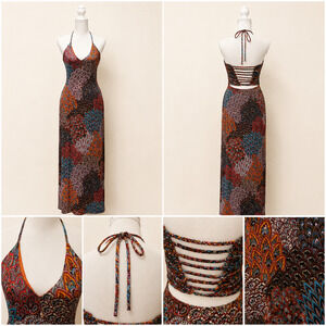 Fashion Nova S Paisley Halter Maxi Dress Festival Boho Wanderlust Coachella Y2K